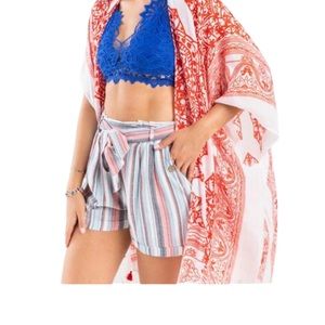 Maia Striped Paperbag Shorts